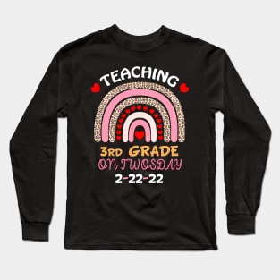 teaching 3rd grade on twosday 2222022 Long Sleeve T-Shirt